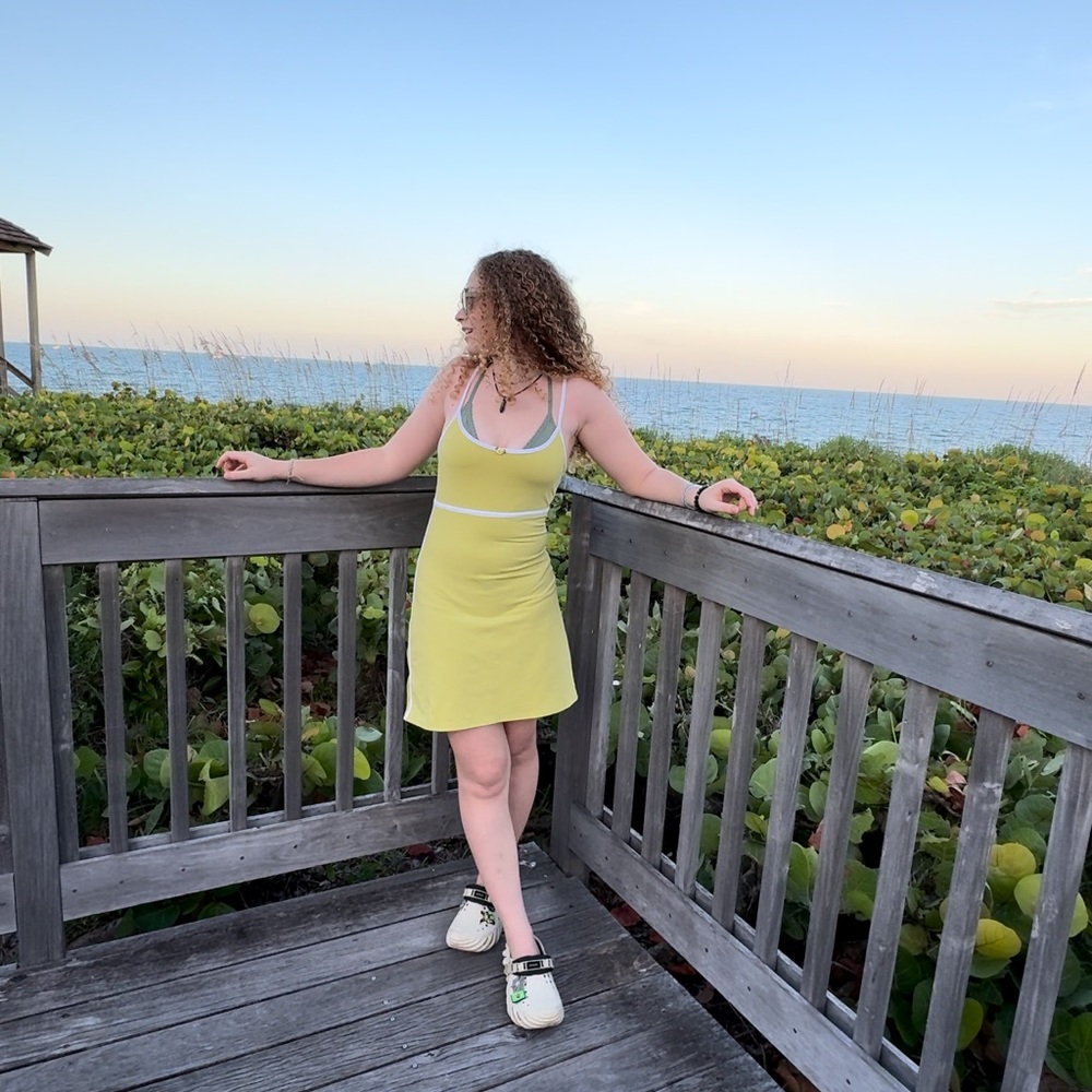 Forever 21 Yellow Dress with White Trim